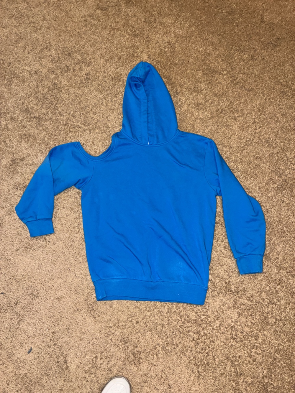 Bright Blue Hoodie with shoulder cut-out size XXS